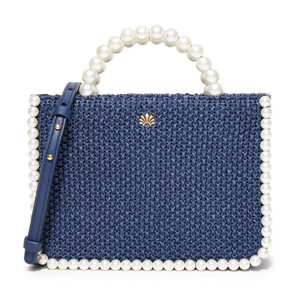 Lele- Maya Mini Tote Navy with Faux Pearls - Picture 7 of 7